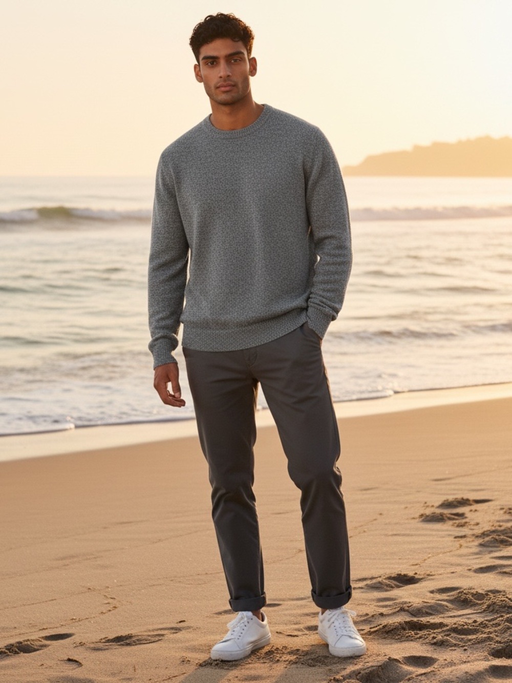 BONOBOS XXL slim Men's Crewneck Sweater in Heather Gray